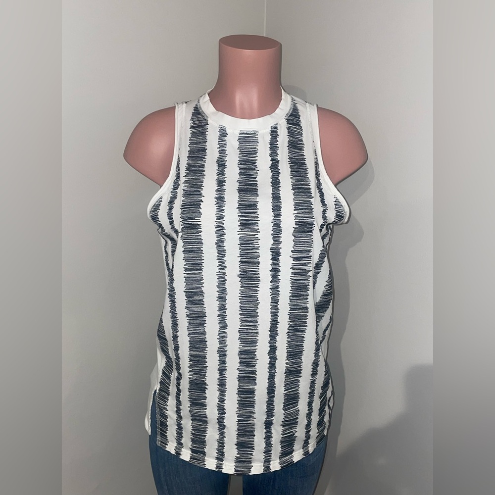 3.1 Phillip Lim Black and White Scribbled Stitch Tank Top